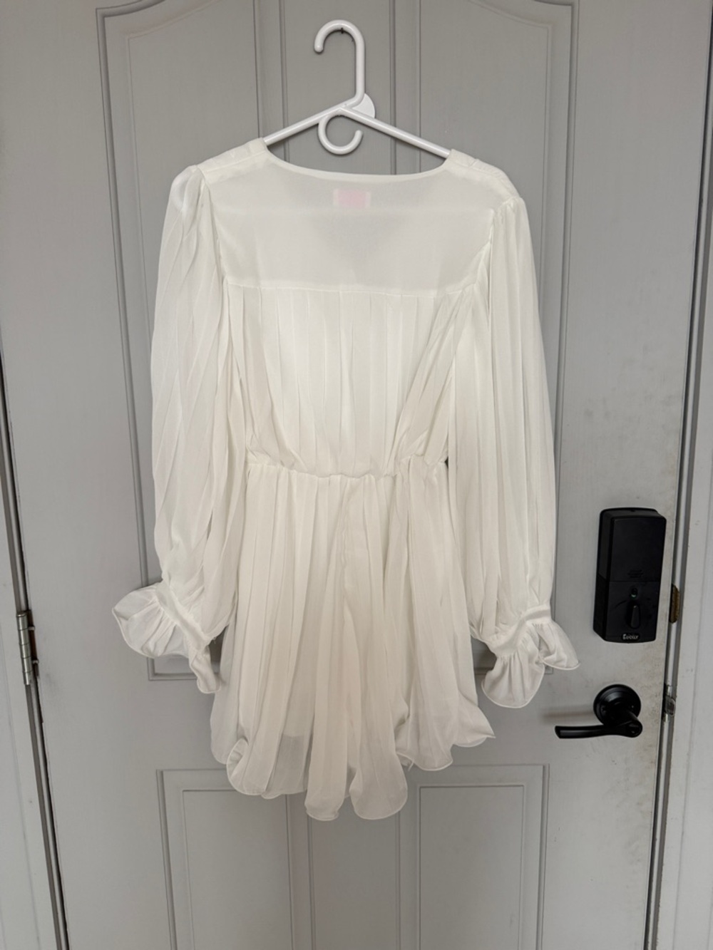 Pink Lily White Pleated Button-Front Romper - Picture 4 of 4